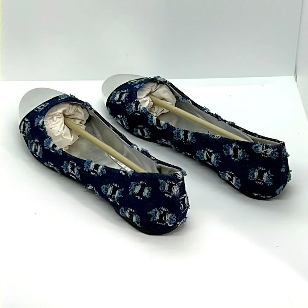 Denim Patchwork Flats By Fahrenheit.  Size 6